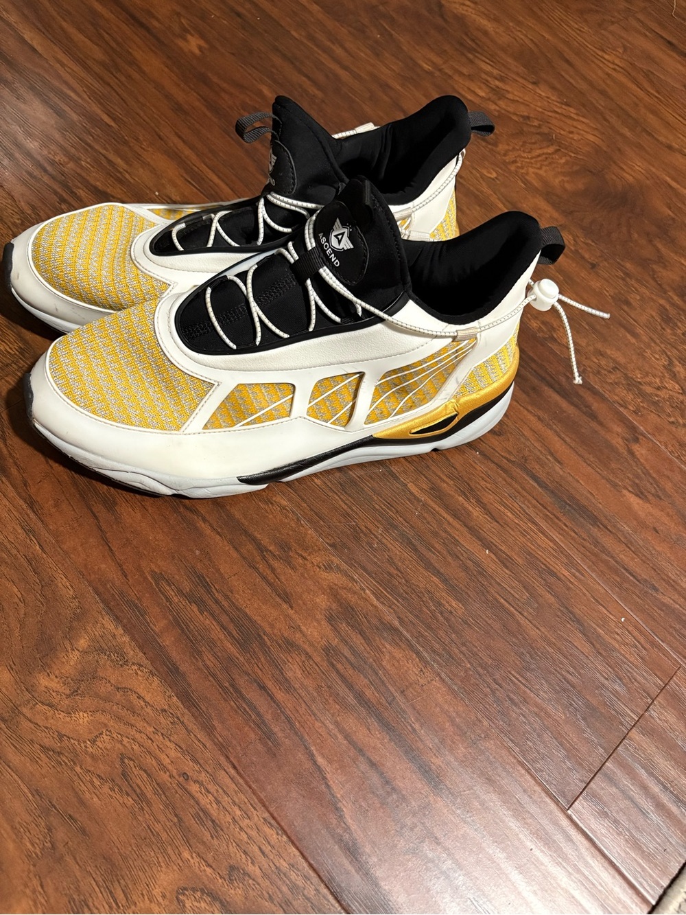 Ascend Yellow/White/ Black Athletic Running Sneakers Toggle lace Mens 12
